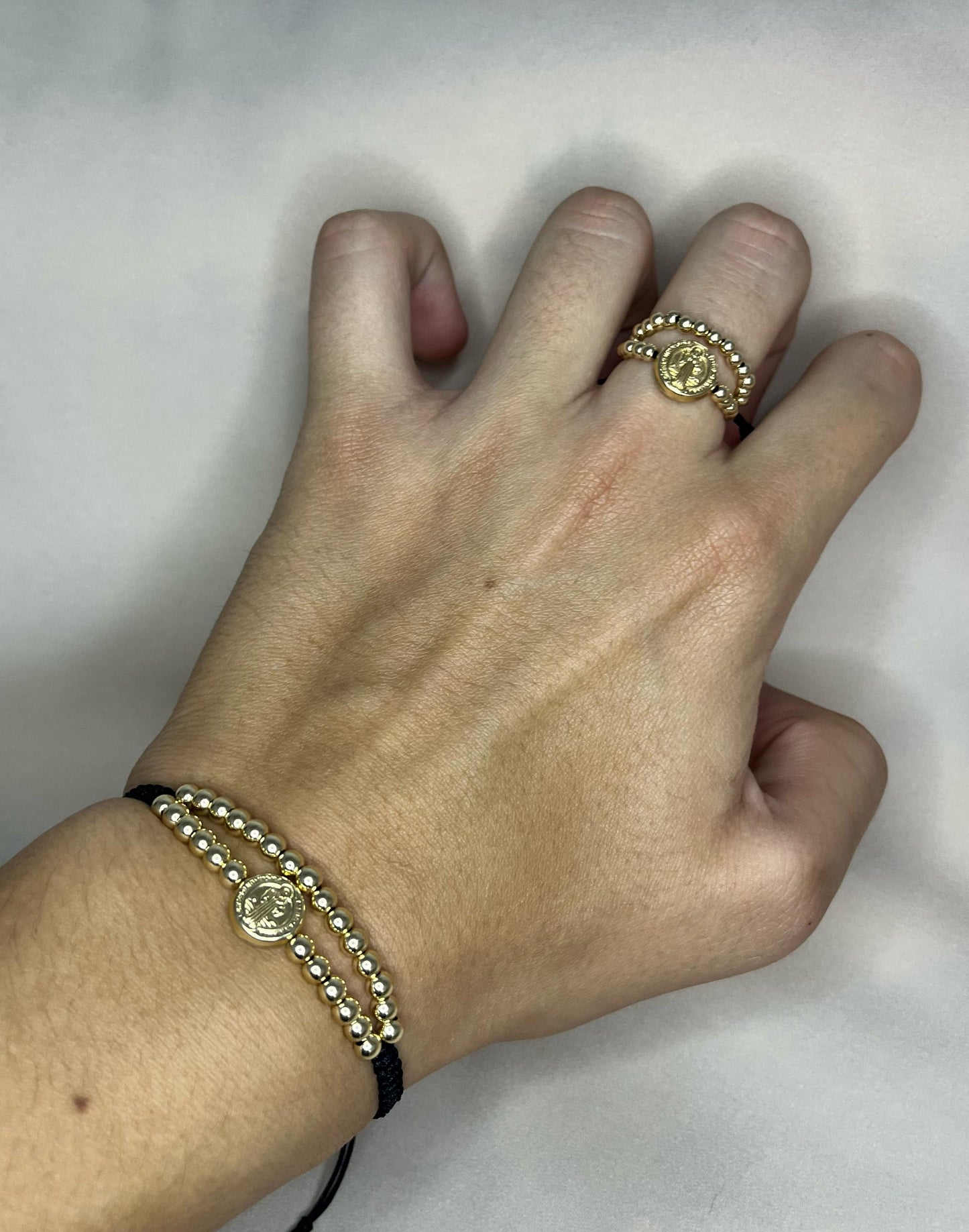 Conjunto Dos Carriles San Benito - Oro Laminado 18k