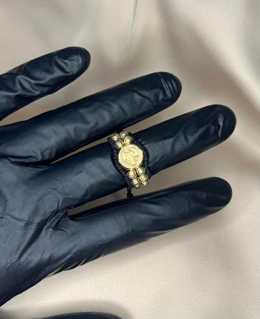 Anillo San Benito Dos Carriles Tejido Caracol - Oro Laminado 18k