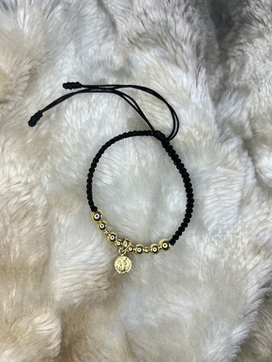 Pulsera Tejida Dije Colgante Virgen Maria - Oro Laminado 18k