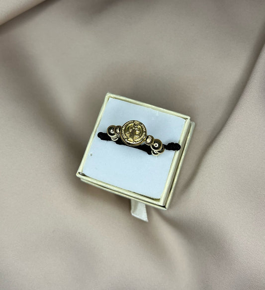 Anillo San Benito 1 Carril - Oro Laminado 18k