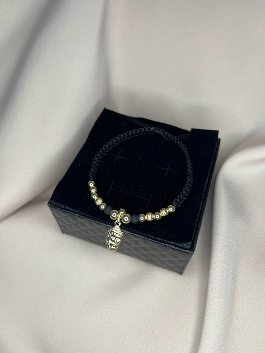 Manilla Dije Cristo Colgante con Neopreno - Oro Laminado 18k