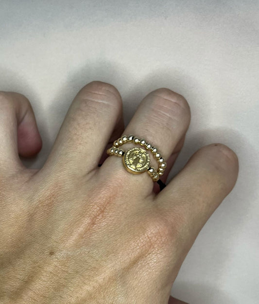 Anillo San Benito 2 Carriles - Oro Laminado 18k